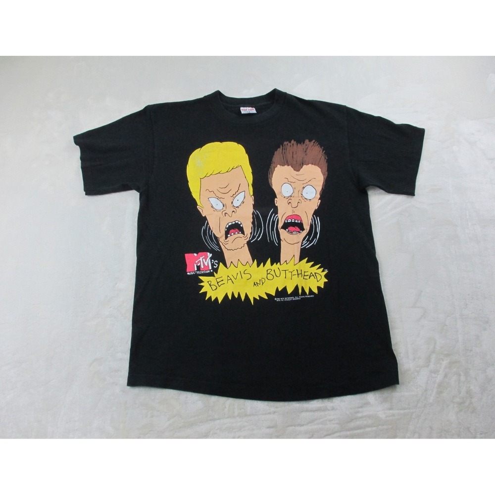 VINTAGE Beavis & Butt-Head Shirt‎ Mens Extra Large Black MTV Cartoon 1993*